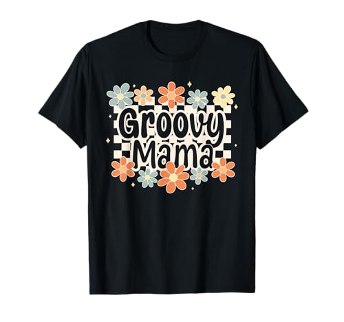 Retro-Schachbrett mit Gänseblümchen, Motiv Groovy Mama T-Shirt Retro-Schachbrett mit Gänseblümchen, Motiv Groovy Mama T-Shirt von Retro Floral Groovy Mama Daisy Mother's Day