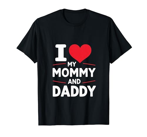 Ich liebe Mama und Papa Red Heart Vater's Muttertag T-Shirt von Retro Floral Mama spring Matching Family Women