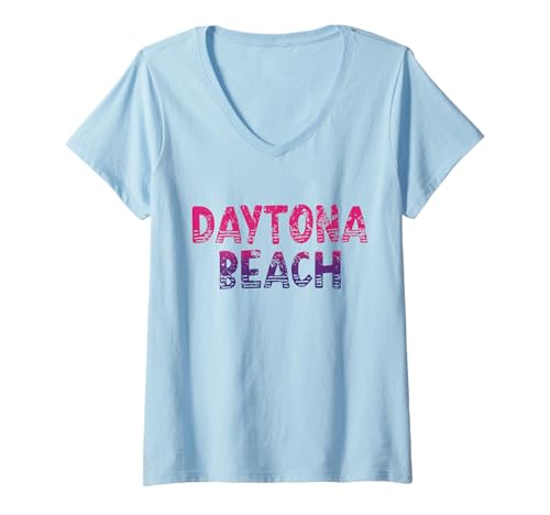 Damen Daytona Beach Florida - Daytona Beach FL 70er Jahre Retro T-Shirt mit V-Ausschnitt Damen Daytona Beach Florida - Daytona Beach FL 70er Jahre Retro T-Shirt mit V-Ausschnitt von Retro Florida Vibes
