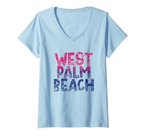 Damen West Palm Beach Florida - West Palm Beach FL 70er Jahre Retro T-Shirt mit V-Ausschnitt Damen West Palm Beach Florida - West Palm Beach FL 70er Jahre Retro T-Shirt mit V-Ausschnitt von Retro Florida Vibes