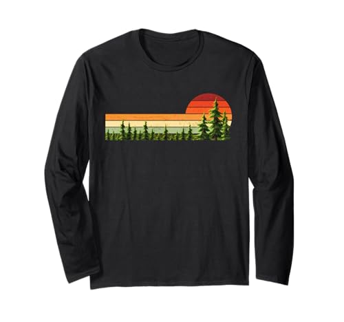 Vintage Grafik Wald Bäume Frauen Männer Natur Outdoor Langarmshirt Vintage Grafik Wald Bäume Frauen Männer Natur Outdoor Langarmshirt von Retro Forest Lovers Hiking Adventure