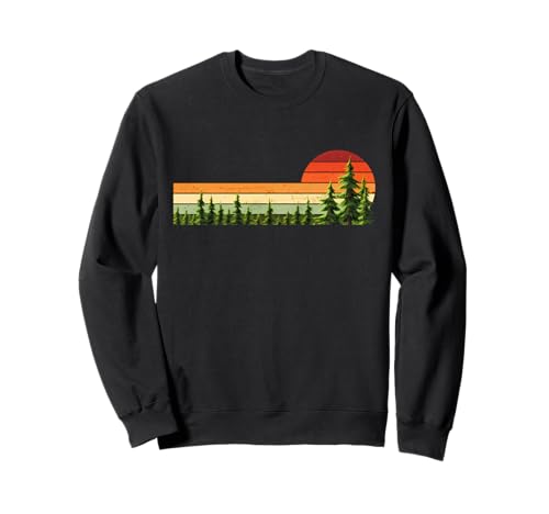 Vintage Grafik Wald Bäume Frauen Männer Natur Outdoor Sweatshirt Vintage Grafik Wald Bäume Frauen Männer Natur Outdoor Sweatshirt von Retro Forest Lovers Hiking Adventure