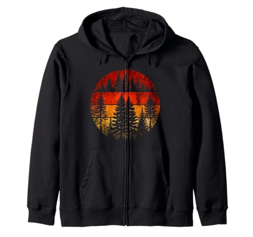Vintage Grafik Wald Bäume Frauen Männer Natur Outdoor Kapuzenjacke Vintage Grafik Wald Bäume Frauen Männer Natur Outdoor Kapuzenjacke von Retro Forest Lovers