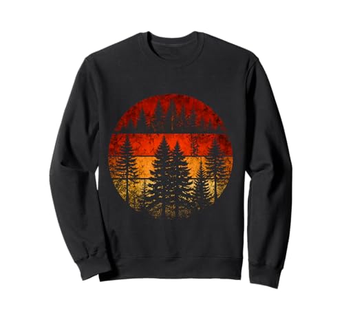 Vintage Grafik Wald Bäume Frauen Männer Natur Outdoor Sweatshirt von Retro Forest Lovers