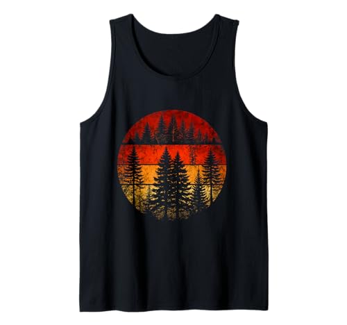 Vintage Grafik Wald Bäume Frauen Männer Natur Outdoor Tank Top von Retro Forest Lovers
