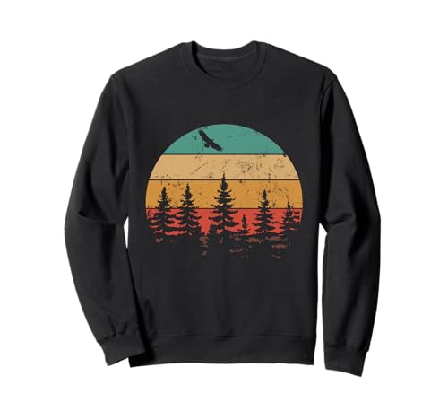 Retro Wald Bäume Adler Outdoor Natur Damen Herren Vintage Sweatshirt von Retro Forest Trees Eagle Outdoors Nature Women Men