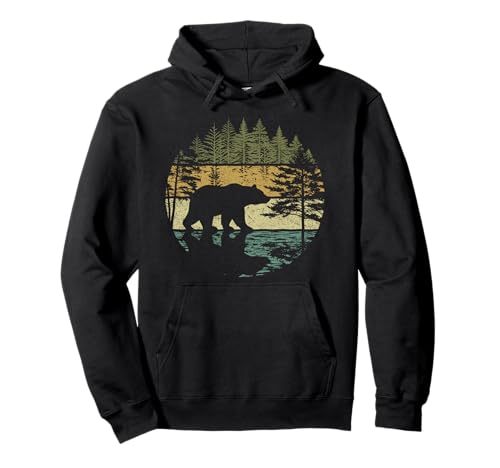 Retro Waldbär Outdoor Natur Damen Herren Vintage Grafik Pullover Hoodie von Retro Forest Trees Outdoors Nature Vintage Graphic