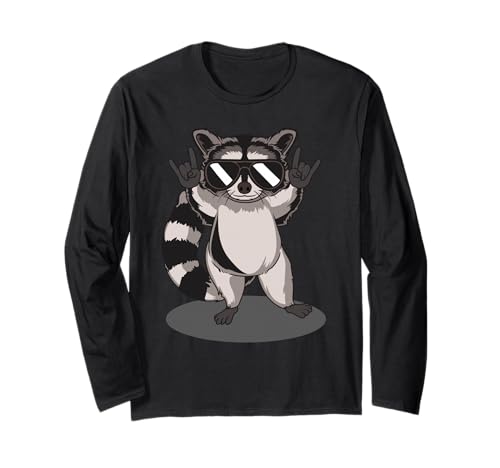 Retro Raccoon Music Gift Man Kids Women Funny Raccoon Langarmshirt von Retro Funny Raccoon T-Shirt