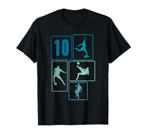10. Geburtstag Fußball Spieler 10 Jahre Jungs Fussballer T-Shirt von Retro Fußball Geburtstag Jungs Männer Geschenk