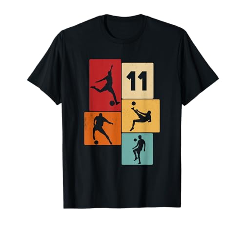 11. Geburtstag Fußball Spieler 11 Jahre Jungs Fussballer T-Shirt von Retro Fußball Geburtstag Jungs Männer Geschenk