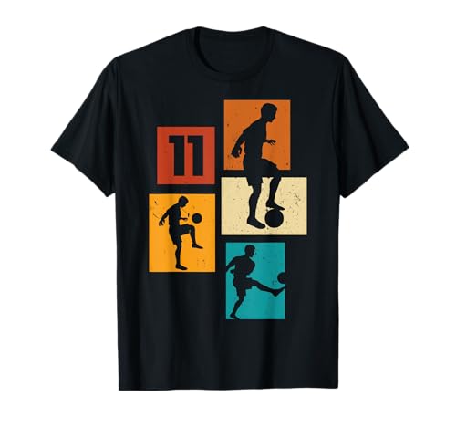 11. Geburtstag Fußball Spieler 11 Jahre alt Jungs Retro T-Shirt von Retro Fußball Geburtstag Jungs Männer Geschenk