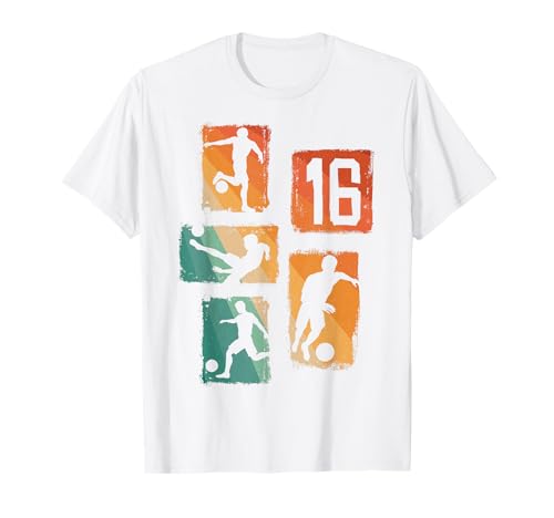 16. Geburtstag Fußball Spieler 16 Jahre alt Jungs Retro T-Shirt von Retro Fußball Geburtstag Jungs Männer Geschenk
