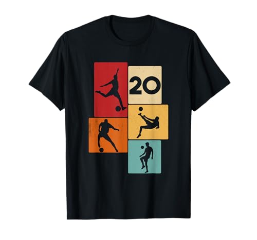 20. Geburtstag Fußball Spieler 20 Jahre Männer Fussballer T-Shirt von Retro Fußball Geburtstag Jungs Männer Geschenk