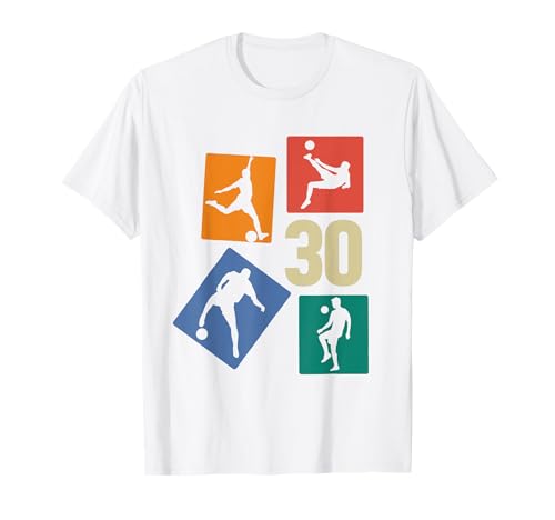 30. Geburtstag Fußball Spieler 30 Jahre Männer Fussballer T-Shirt von Retro Fußball Geburtstag Jungs Männer Geschenk