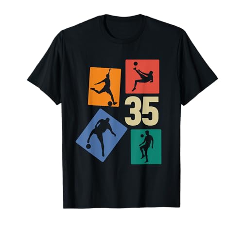 35. Geburtstag Fußball Spieler 35 Jahre Männer Fussballer T-Shirt von Retro Fußball Geburtstag Jungs Männer Geschenk