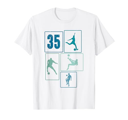 35. Geburtstag Fußball Spieler 35 Jahre Männer Fussballer T-Shirt von Retro Fußball Geburtstag Jungs Männer Geschenk