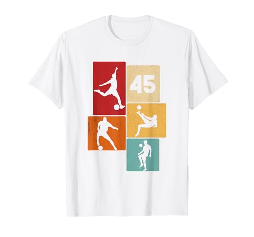 45. Geburtstag Fußball Spieler 45 Jahre Männer Fussballer T-Shirt von Retro Fußball Geburtstag Jungs Männer Geschenk