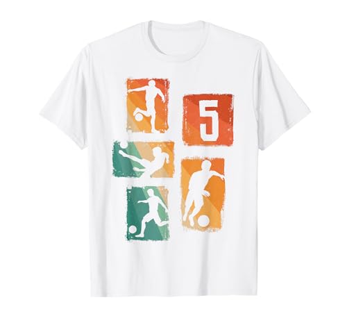 5. Geburtstag Fußball Spieler 5 Jahre alt Jungs Retro T-Shirt von Retro Fußball Geburtstag Jungs Männer Geschenk