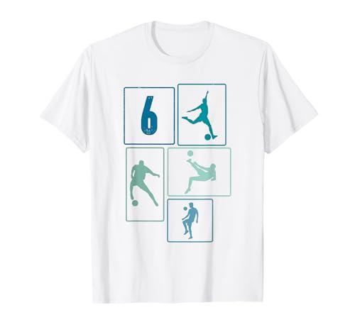 6. Geburtstag Fußball Spieler 6 Jahre Jungs Fussballer T-Shirt von Retro Fußball Geburtstag Jungs Männer Geschenk