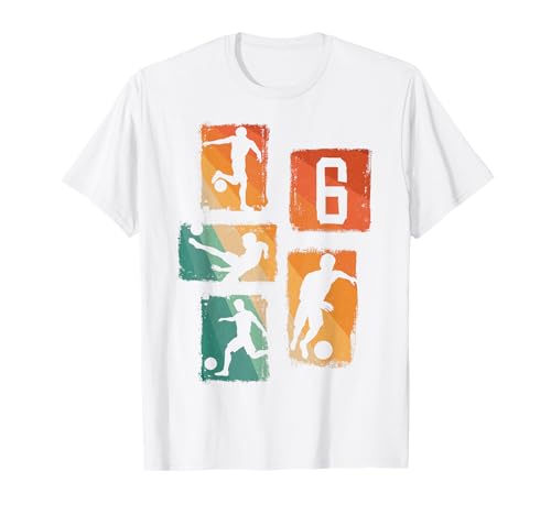 6. Geburtstag Fußball Spieler 6 Jahre alt Jungs Retro T-Shirt von Retro Fußball Geburtstag Jungs Männer Geschenk