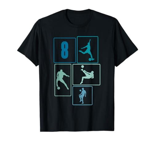 8. Geburtstag Fußball Spieler 8 Jahre Jungs Fussballer T-Shirt von Retro Fußball Geburtstag Jungs Männer Geschenk