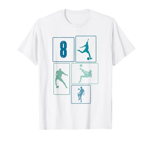 8. Geburtstag Fußball Spieler 8 Jahre Jungs Fussballer T-Shirt von Retro Fußball Geburtstag Jungs Männer Geschenk