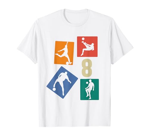 8. Geburtstag Fußball Spieler 8 Jahre Jungs Fussballer T-Shirt von Retro Fußball Geburtstag Jungs Männer Geschenk