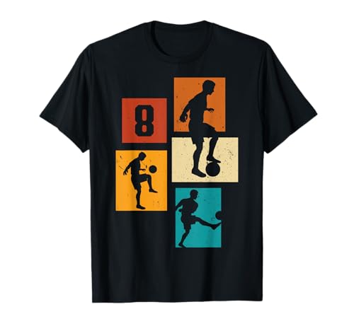 8. Geburtstag Fußball Spieler 8 Jahre alt Jungs Retro T-Shirt von Retro Fußball Geburtstag Jungs Männer Geschenk