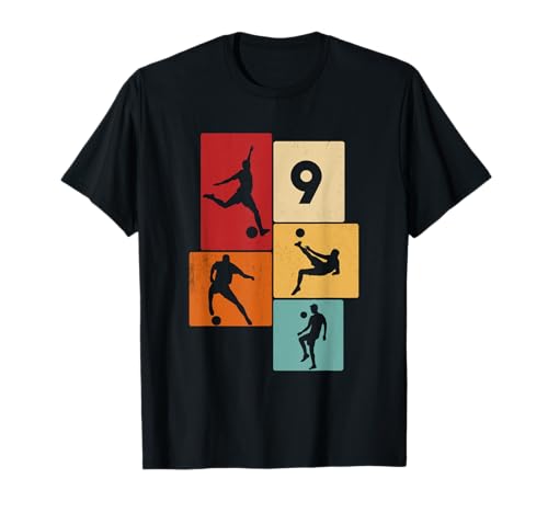 9. Geburtstag Fußball Spieler 9 Jahre Jungs Fussballer T-Shirt von Retro Fußball Geburtstag Jungs Männer Geschenk