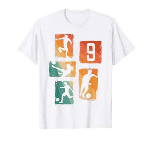 9. Geburtstag Fußball Spieler 9 Jahre alt Jungs Retro T-Shirt von Retro Fußball Geburtstag Jungs Männer Geschenk