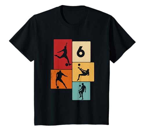 Kinder 6. Geburtstag Fußball Spieler 6 Jahre Jungs Fussballer T-Shirt von Retro Fußball Geburtstag Jungs Männer Geschenk
