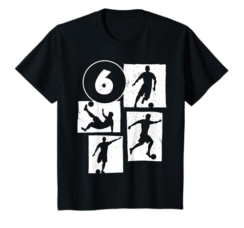Kinder 6. Geburtstag Fußball Spieler 6 Jahre alt Jungs Retro T-Shirt von Retro Fußball Geburtstag Jungs Männer Geschenk