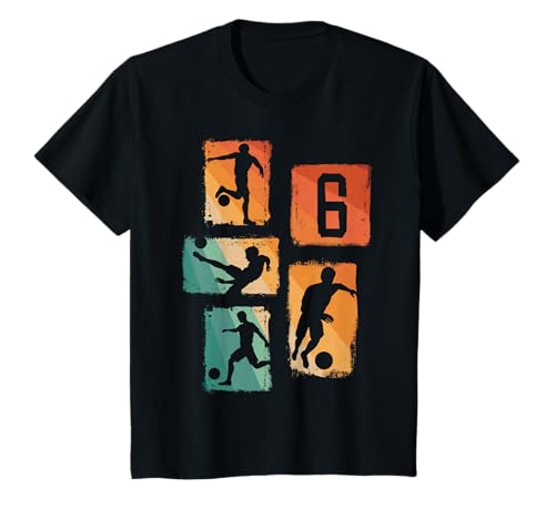 Kinder 6. Geburtstag Fußball Spieler 6 Jahre alt Jungs Retro T-Shirt von Retro Fußball Geburtstag Jungs Männer Geschenk