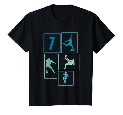 Kinder 7. Geburtstag Fußball Spieler 7 Jahre Jungs Fussballer T-Shirt von Retro Fußball Geburtstag Jungs Männer Geschenk
