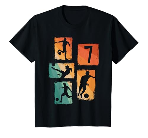 Kinder 7. Geburtstag Fußball Spieler 7 Jahre alt Jungs Retro T-Shirt von Retro Fußball Geburtstag Jungs Männer Geschenk