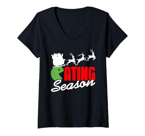 Damen Essenszeit Lustiger Feiertags-Arcade-Humor T-Shirt mit V-Ausschnitt Damen Essenszeit Lustiger Feiertags-Arcade-Humor T-Shirt mit V-Ausschnitt von Retro-Futterfreude für Gamer