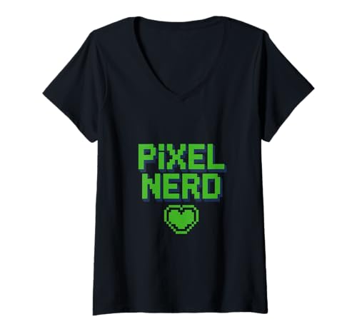 Damen Pixel Nerd Retro Gaming 8 Bit Herz Videospiel T-Shirt mit V-Ausschnitt Damen Pixel Nerd Retro Gaming 8 Bit Herz Videospiel T-Shirt mit V-Ausschnitt von Retro Gamer Arcade 8 Bit Videospiel Liebe