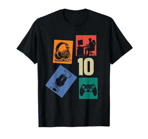 10. Geburtstag Jungs Cooles Video Gamer Zocker 10 Jahre alt T-Shirt von Retro Gamer Geburtstag Jungs Männer Geschenk