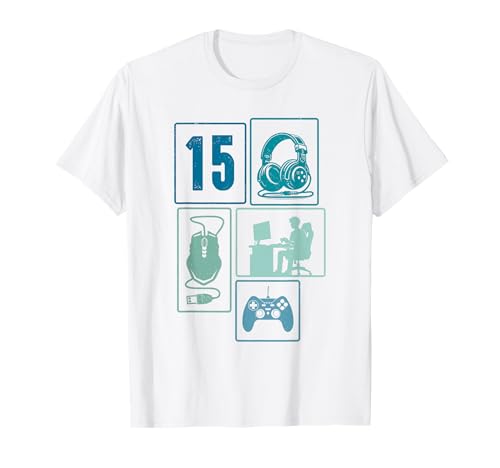 15. Geburtstag Jungs Cooles Video Gamer Zocker 15 Jahre alt T-Shirt von Retro Gamer Geburtstag Jungs Männer Geschenk