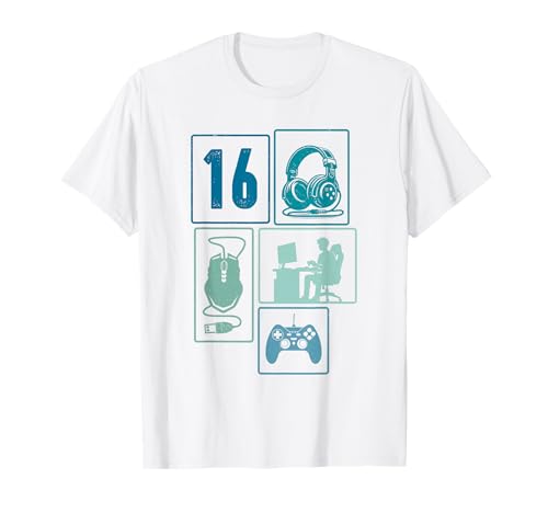 16. Geburtstag Jungs Cooles Video Gamer Zocker 16 Jahre alt T-Shirt von Retro Gamer Geburtstag Jungs Männer Geschenk