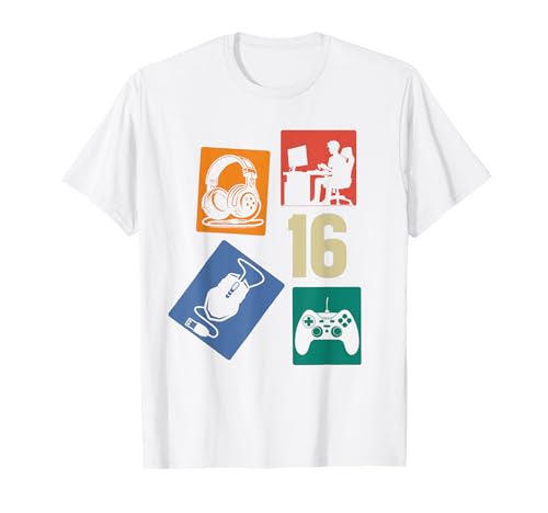 16. Geburtstag Jungs Cooles Video Gamer Zocker 16 Jahre alt T-Shirt von Retro Gamer Geburtstag Jungs Männer Geschenk