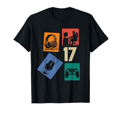 17. Geburtstag Jungs Cooles Video Gamer Zocker 17 Jahre alt T-Shirt von Retro Gamer Geburtstag Jungs Männer Geschenk