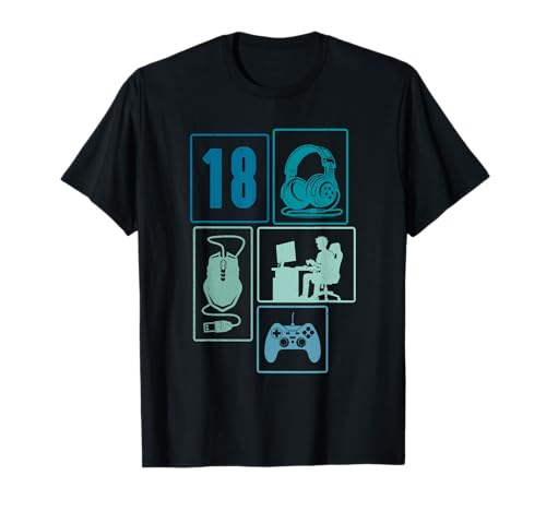 18. Geburtstag Männer Cooles Video Gamer Zocker 18 Jahre alt T-Shirt von Retro Gamer Geburtstag Jungs Männer Geschenk