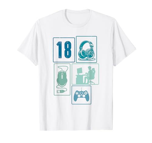 18. Geburtstag Männer Cooles Video Gamer Zocker 18 Jahre alt T-Shirt von Retro Gamer Geburtstag Jungs Männer Geschenk