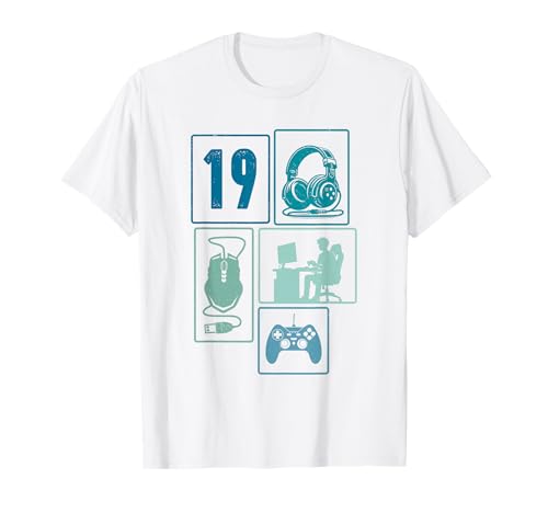 19. Geburtstag Männer Cooles Video Gamer Zocker 19 Jahre alt T-Shirt von Retro Gamer Geburtstag Jungs Männer Geschenk