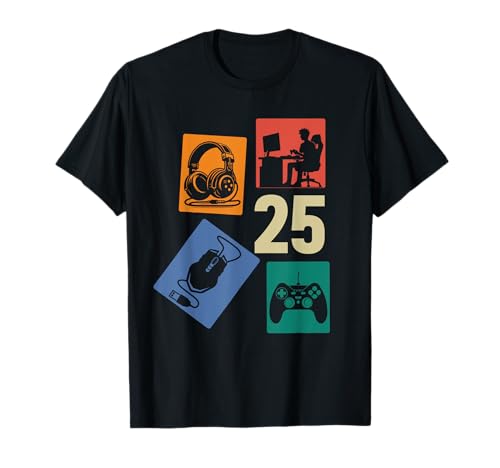 25. Geburtstag Männer Cooles Video Gamer Zocker 25 Jahre alt T-Shirt von Retro Gamer Geburtstag Jungs Männer Geschenk