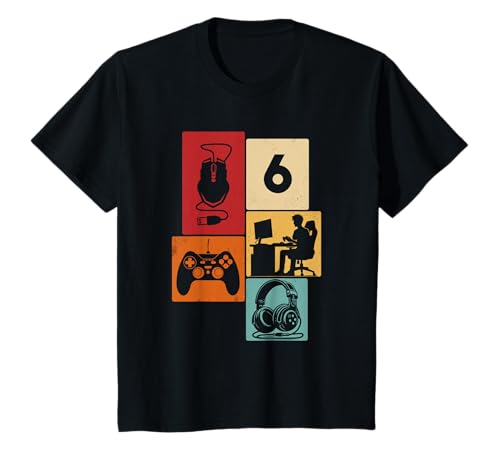 6. Geburtstag Jungs Cooles Video Gamer Zocker 6 Jahre alt T-Shirt von Retro Gamer Geburtstag Jungs Männer Geschenk