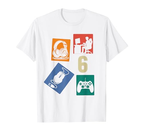 6. Geburtstag Jungs Cooles Video Gamer Zocker 6 Jahre alt T-Shirt von Retro Gamer Geburtstag Jungs Männer Geschenk