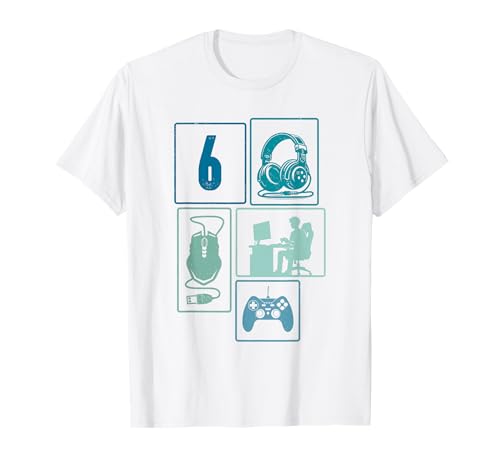 6. Geburtstag Jungs Cooles Video Gamer Zocker 6 Jahre alt T-Shirt von Retro Gamer Geburtstag Jungs Männer Geschenk