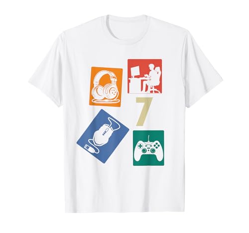 7. Geburtstag Jungs Cooles Video Gamer Zocker 7 Jahre alt T-Shirt von Retro Gamer Geburtstag Jungs Männer Geschenk